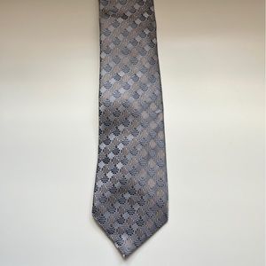Vintage Jhane Barnes Gray Silver Geometric Silk Tie NYE party space alien